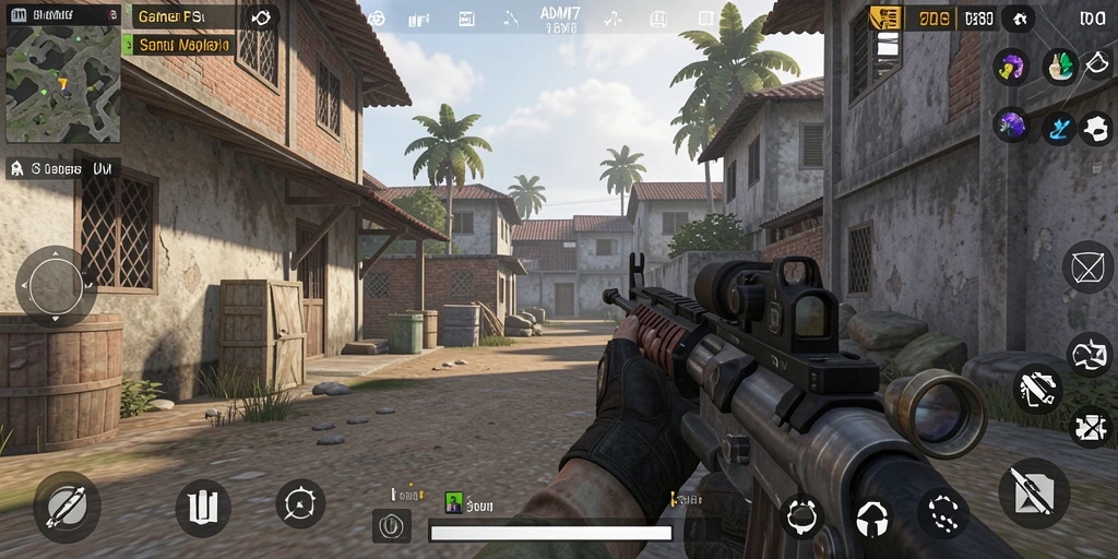 Tangkapan layar ADAM77 menampilkan aksi intens dalam gameplay FPS.