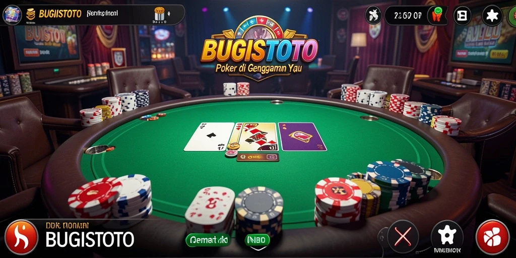 Screenshot utama BUGISTOTO menampilkan gameplay Poker yang seru dan interaktif.