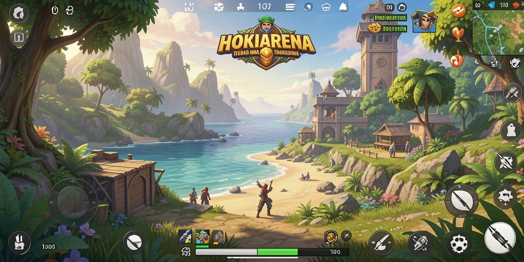 Tampilan gameplay menakjubkan dari HOKIARENA di dunia terbuka.