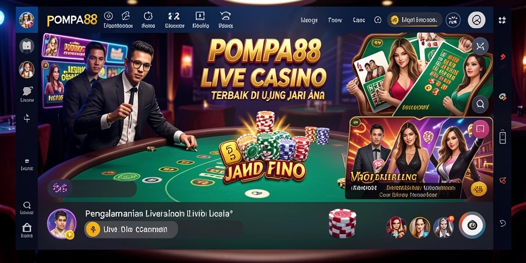 Tampilan screenshot utama POMPA88 yang menampilkan dealer live dan gameplay seru.