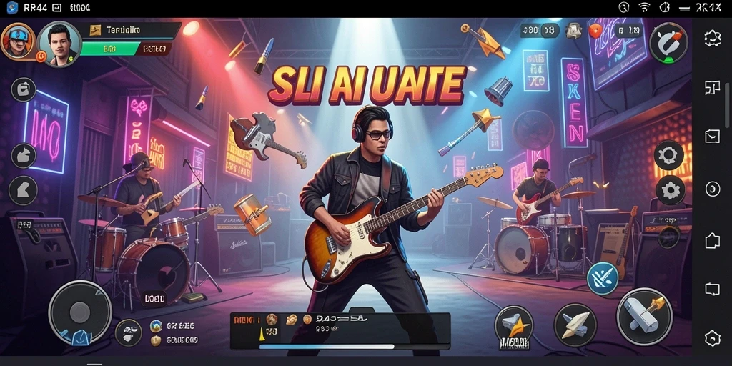 Tampilan menarik gameplay musik di aplikasi RR44.