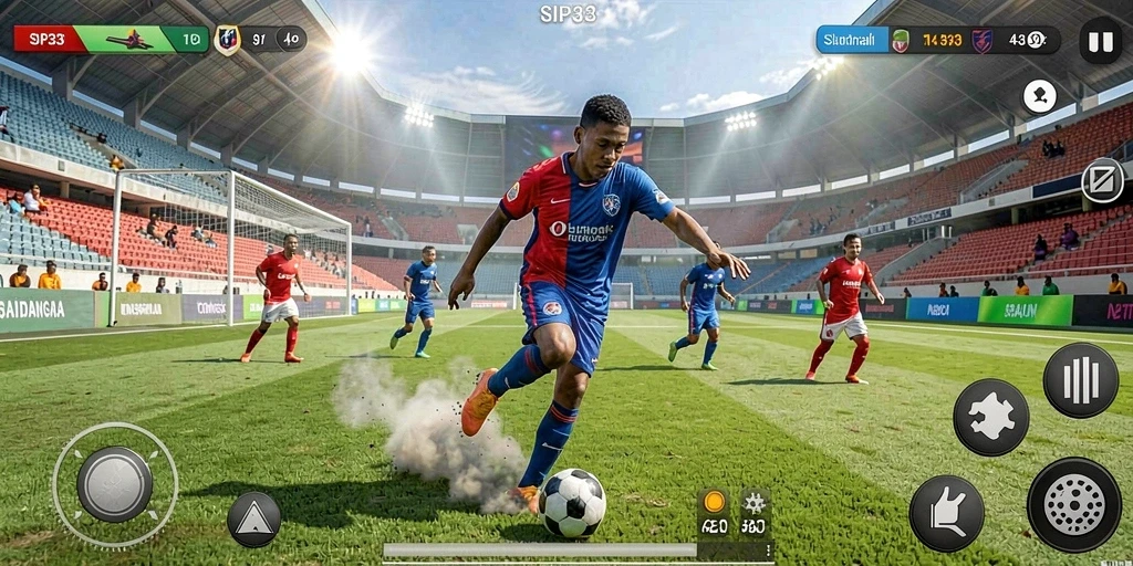 Screenshot gameplay SIP33 yang menampilkan aksi olahraga seru.
