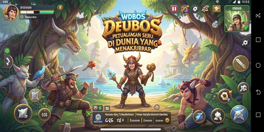 Screenshot gameplay WDBOS menampilkan petualangan menakjubkan dengan latar belakang yang indah.