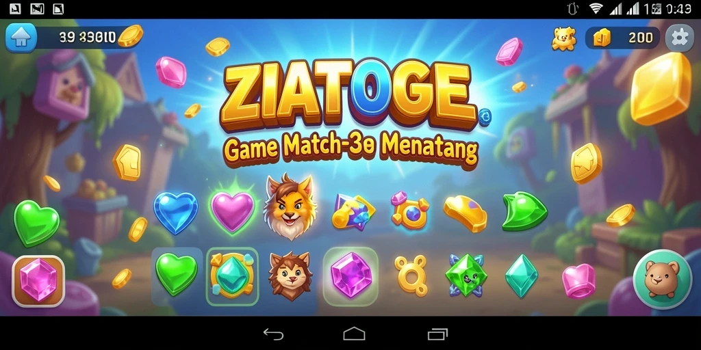 Tampilan gameplay menarik ZIATOGEL dengan efek Match-3.